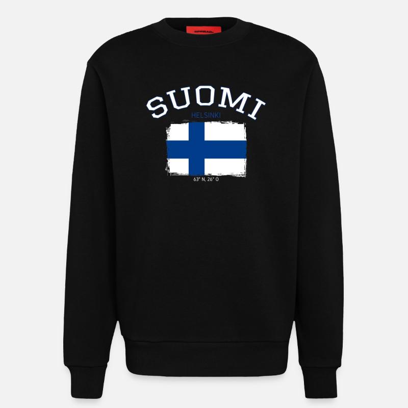 Finland flag with Helsinki reference - Sweatshirt - made by SPREAD - SOLID BLACK