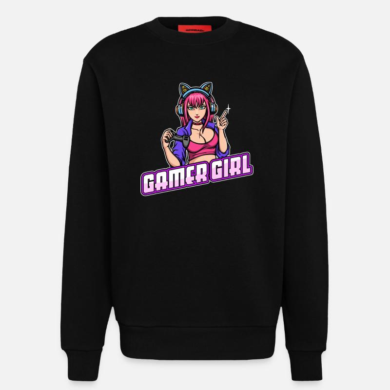 Gamer Queen Headset Controller Zocker - Sweatshirt - made by SPREAD  - SOLID BLACK