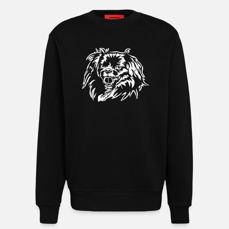 Tibetan Spaniel head "Black Edition" - Sweatshirt - made by SPREAD - SOLID BLACK