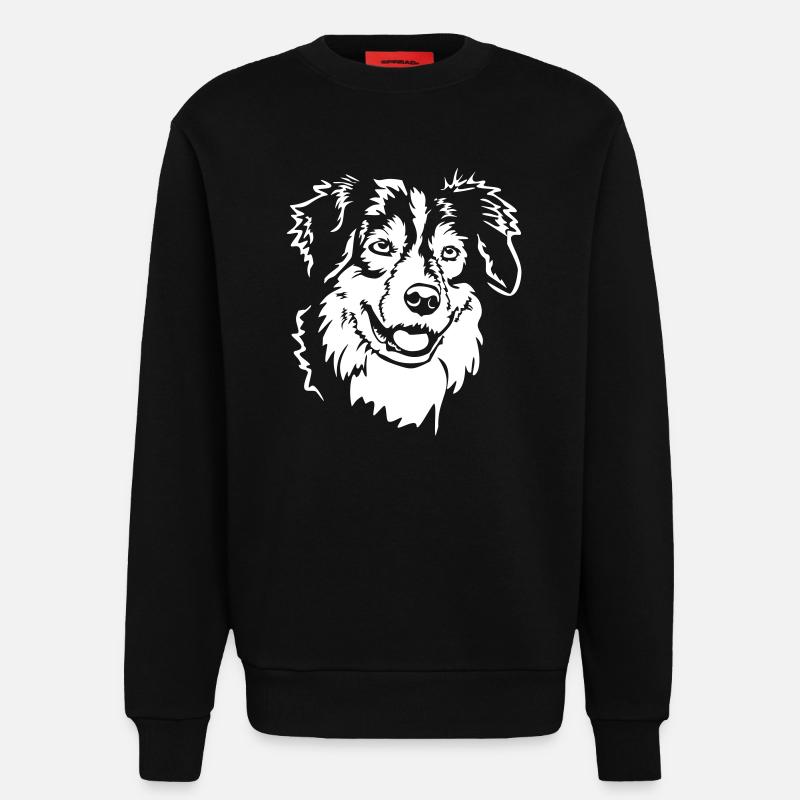 Australian Shepherd Kopf "Black Edition" - Sweatshirt - made by SPREAD - SOLID BLACK