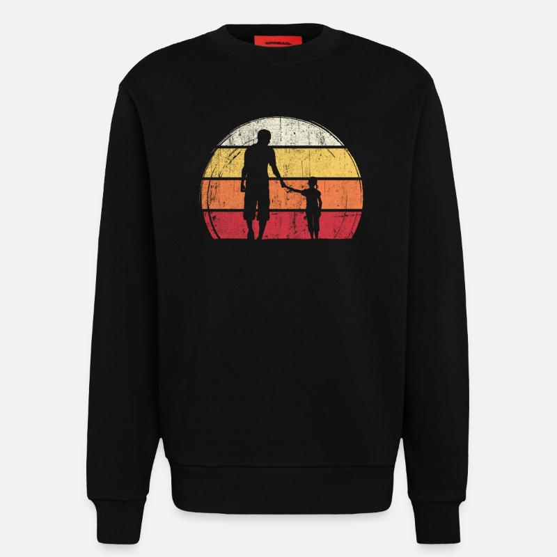 Sunset Silhouette: Vater und Kind - Sweatshirt - made by SPREAD  - SOLID BLACK