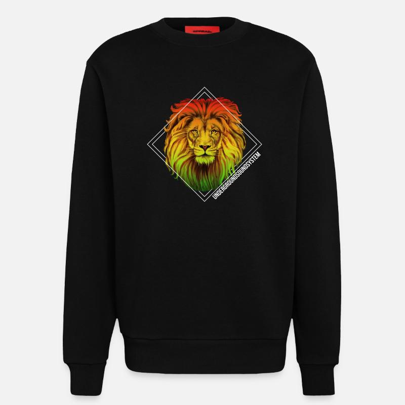 Rainbow Lion Diamond Pattern - Sweatshirt - made by SPREAD  - SOLID BLACK