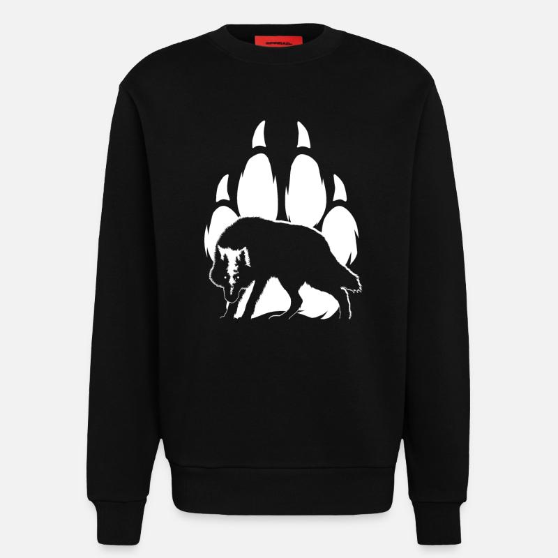 Silhouette und Wolfspfote - Sweatshirt - made by SPREAD - SOLID BLACK