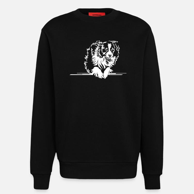 Australie Shepherd « Black Edition » - Sweat bio décontracté fabriqué en UE - SOLID BLACK