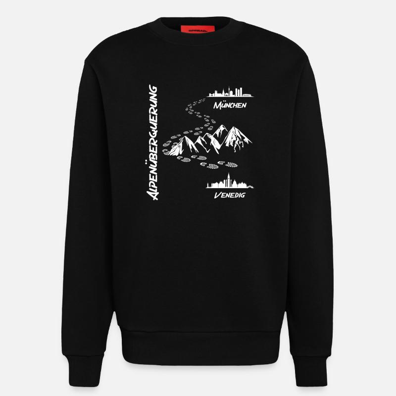 Alpenüberquerung München - Venedig - Sweatshirt - made by SPREAD - SOLID BLACK