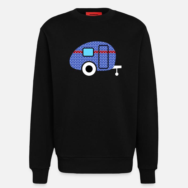 Caravan Strickmuster Wohnwagen Camping Winter - Sweatshirt - made by SPREAD - SOLID BLACK