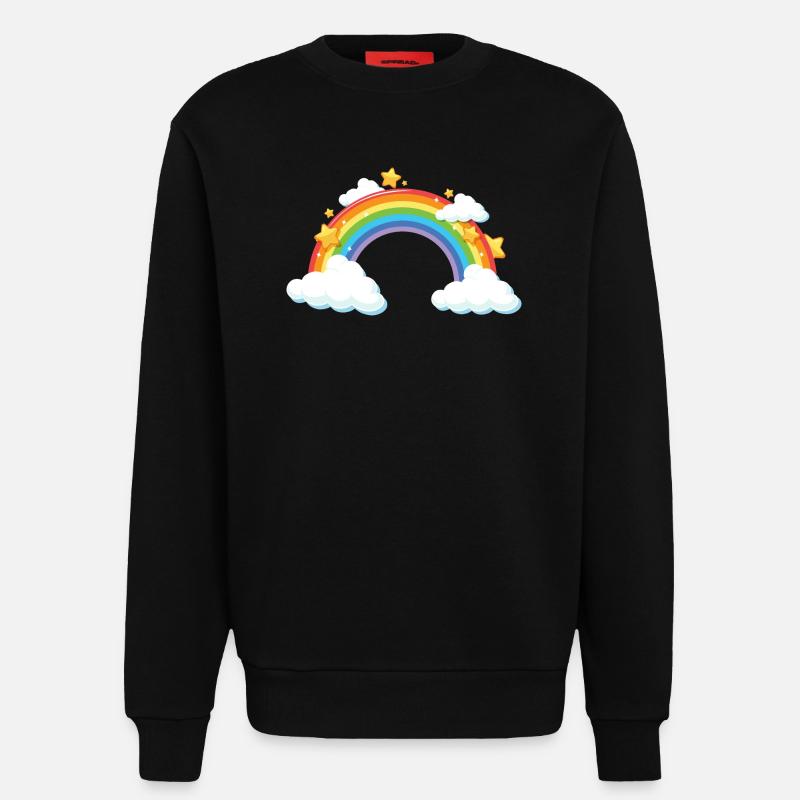 Regenbogenbogen mit Wolken und Sternen - Sweatshirt - made by SPREAD  - SOLID BLACK