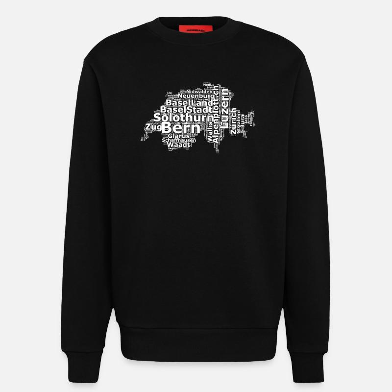 Suisse dialecte blanc - Sweat bio décontracté fabriqué en UE - SOLID BLACK