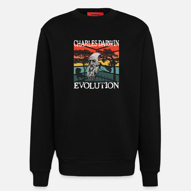 Idée cadeau textile Charles Darwin Evolution - Sweat bio décontracté fabriqué en UE - SOLID BLACK