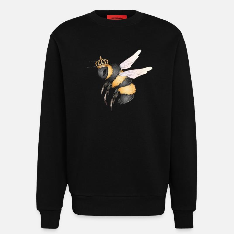 Zeichnung einer fliegenden Hummel mit Krone - Sweatshirt - made by SPREAD  - SOLID BLACK