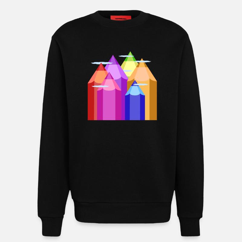 Pics de couleur - Sweat bio décontracté fabriqué en UE - SOLID BLACK