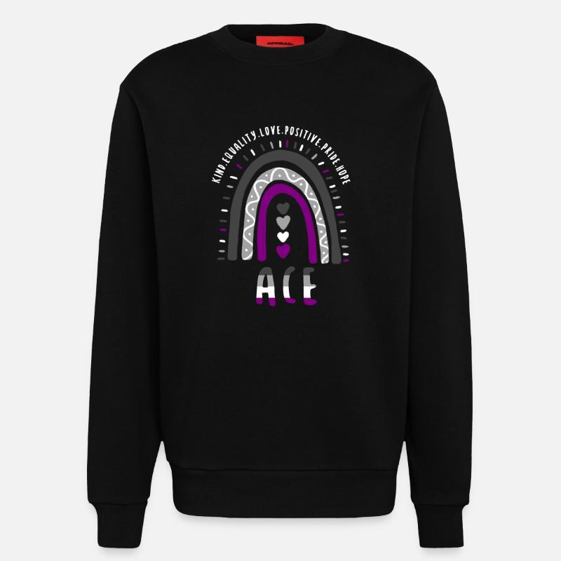 Ace Pride Boho Arc-en-ciel - Sweat bio décontracté fabriqué en UE - SOLID BLACK