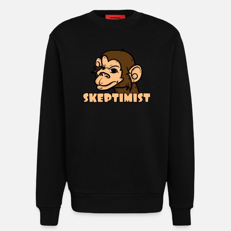 Skeptiker Affe - Skeptimist - Sweatshirt - made by SPREAD  - SOLID BLACK
