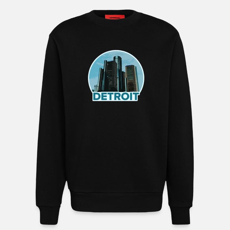 Detroit Stadtskyline Abzeichen - Sweatshirt - made by SPREAD  - SOLID BLACK