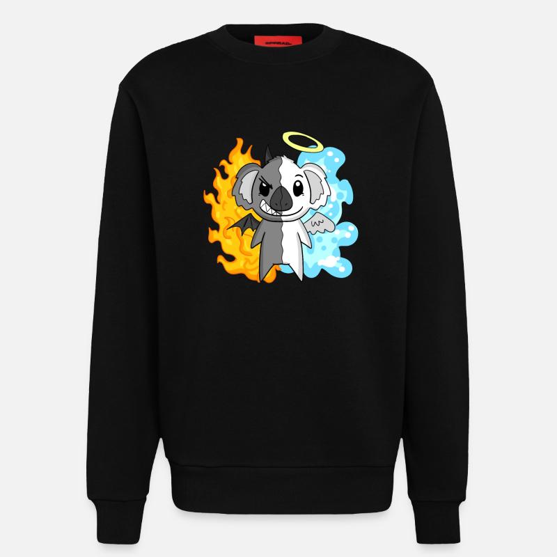 Koala - Anges et Diables - Sweat bio décontracté fabriqué en UE - SOLID BLACK