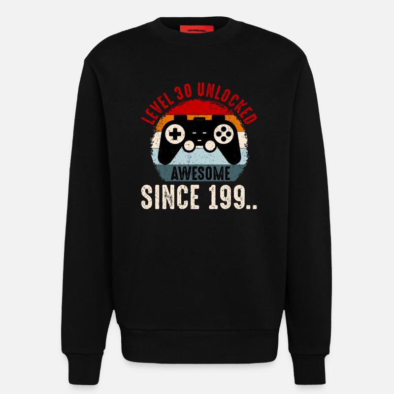 Level-30 Entsperrter Retro-Controller - Sweatshirt - made by SPREAD  - SOLID BLACK