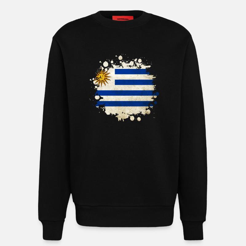 Uruguay Klecks Flaggen Design - Sweatshirt - made by SPREAD  - SOLID BLACK