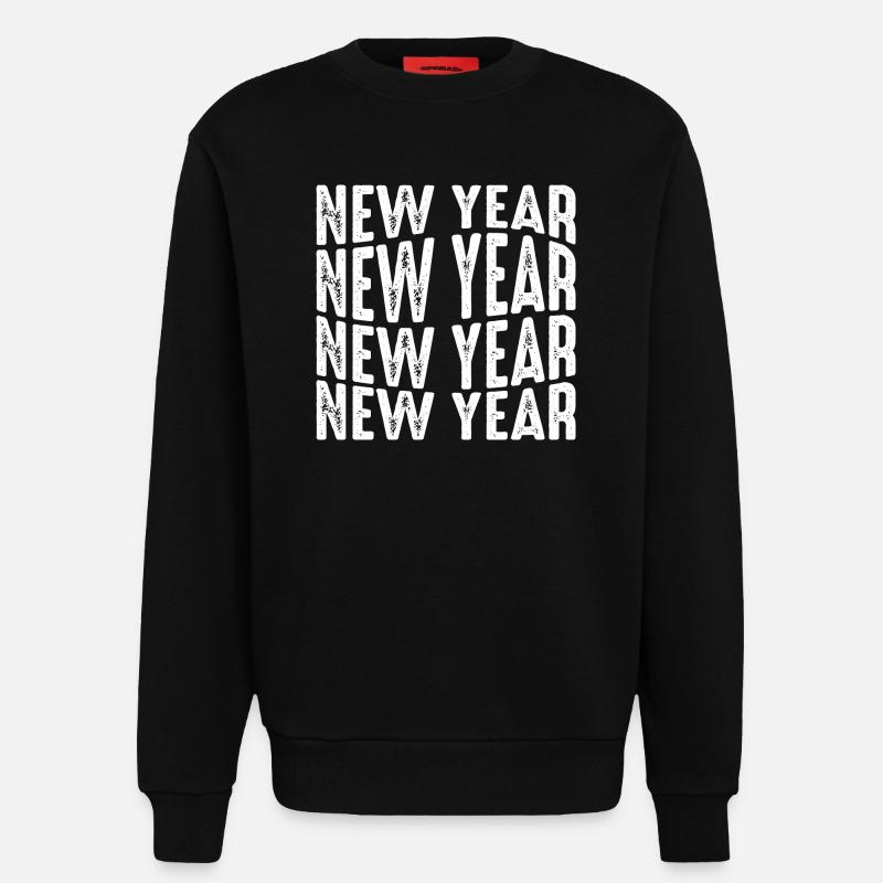 New Year Repeated Text Pattern - Sweatshirt - made by SPREAD - SOLID BLACK