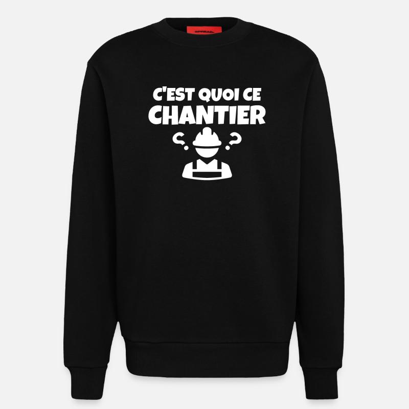 chantier, chef de chantier, construction - Sweat bio décontracté fabriqué en UE - SOLID BLACK