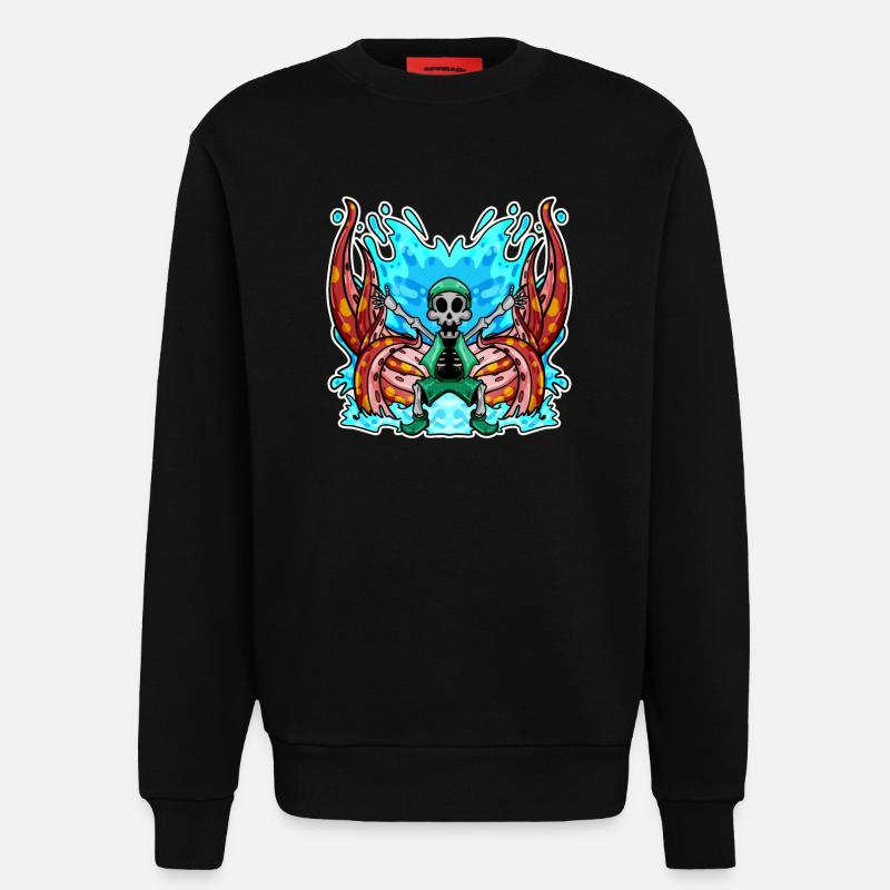 Skeleton Octopus Pirate - Sweatshirt - made by SPREAD - SOLID BLACK