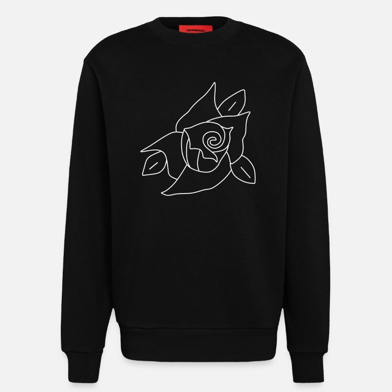 Fleur, Blanc, Fleur Blanche - Sweat bio décontracté fabriqué en UE - SOLID BLACK