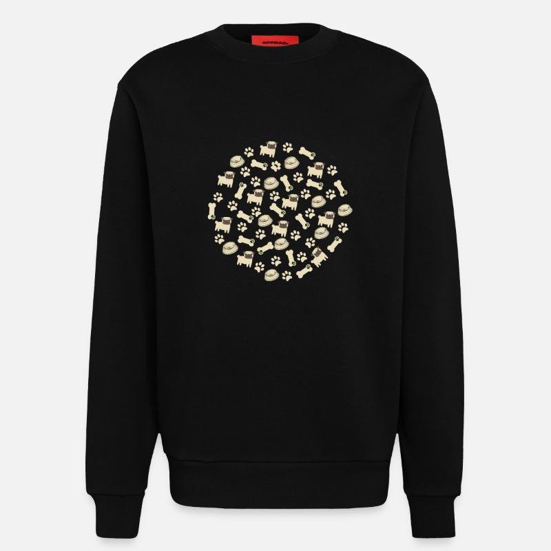 Pug Pattern - Pug Lovers Apparel - Sweatshirt - made by SPREAD  - SOLID BLACK