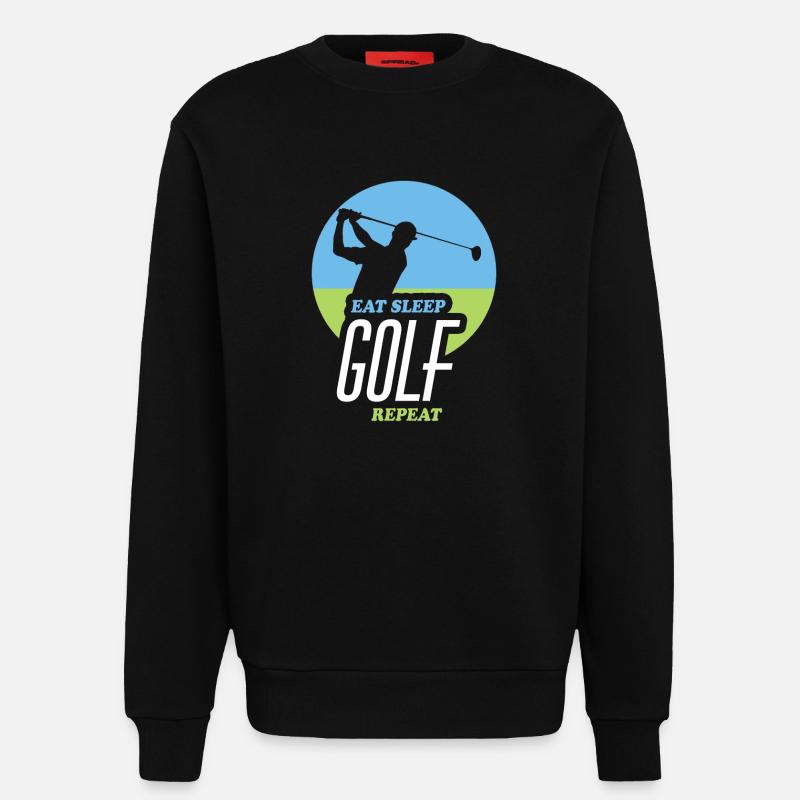 Eating, Sleeping, Golfing, Repeating - Sweatshirt - made by SPREAD  - SOLID BLACK