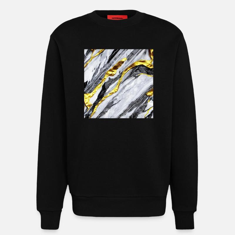 Structure en marbre or - Sweat bio décontracté fabriqué en UE - SOLID BLACK