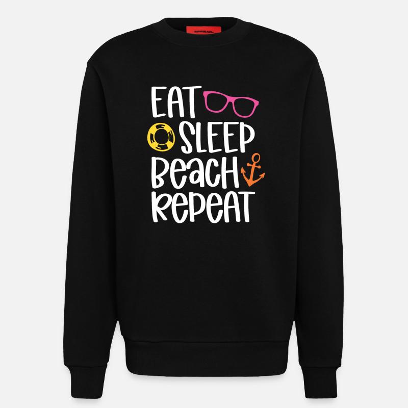 Eat Sleep Beach Repeat - Sweatshirt - made by SPREAD - SOLID BLACK