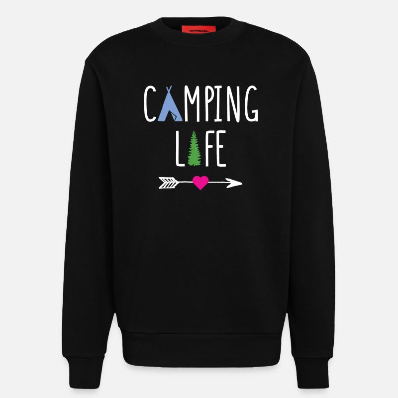 Leben auf dem Campingplatz - Sweatshirt - made by SPREAD - SOLID BLACK
