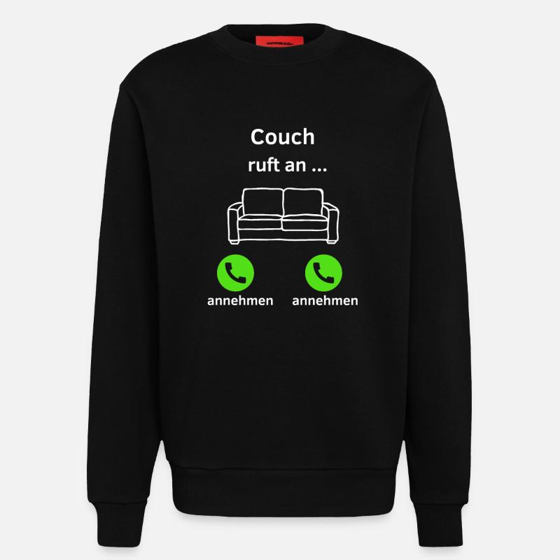 Couch ruft an - annehmen oder annehmen? - Sweatshirt - made by SPREAD  - SOLID BLACK