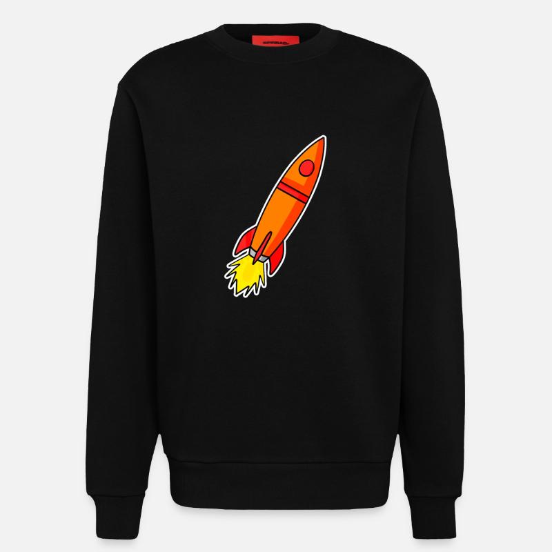 Fusée Orange - Sweat bio décontracté fabriqué en UE - SOLID BLACK