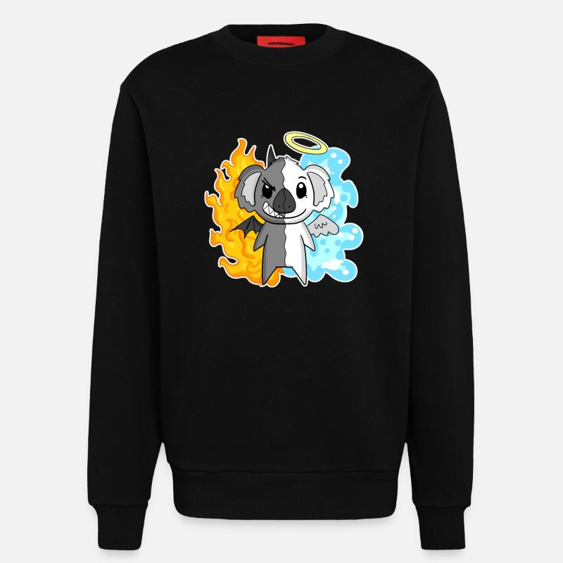 Koala - Anges et Diables - Sweat bio décontracté fabriqué en UE - SOLID BLACK