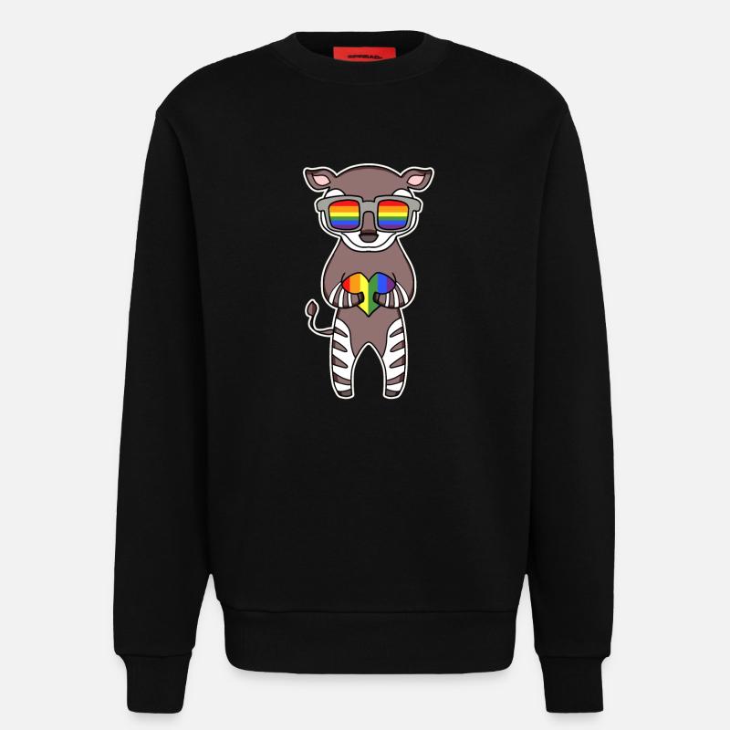 Rainbow - Okapi with glasses - Sweatshirt - made by SPREAD - SOLID BLACK