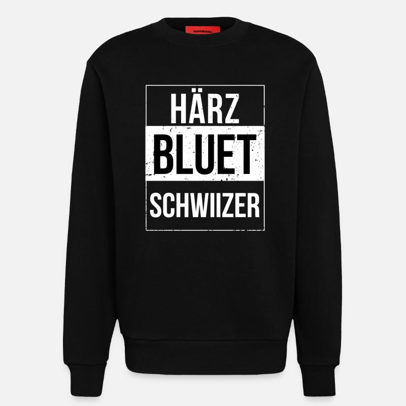 Härzbluetschwiizer Schwiizer Schweizer - Sweatshirt - made by SPREAD  - SOLID BLACK