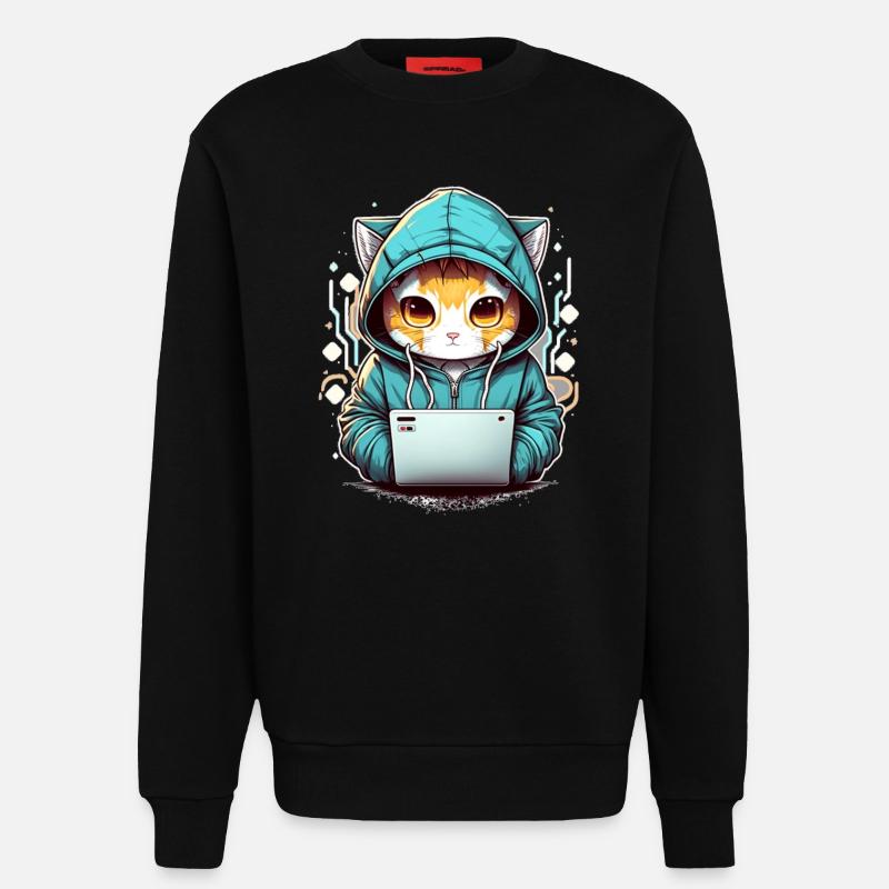 Codage chat - Sweat bio décontracté fabriqué en UE - SOLID BLACK