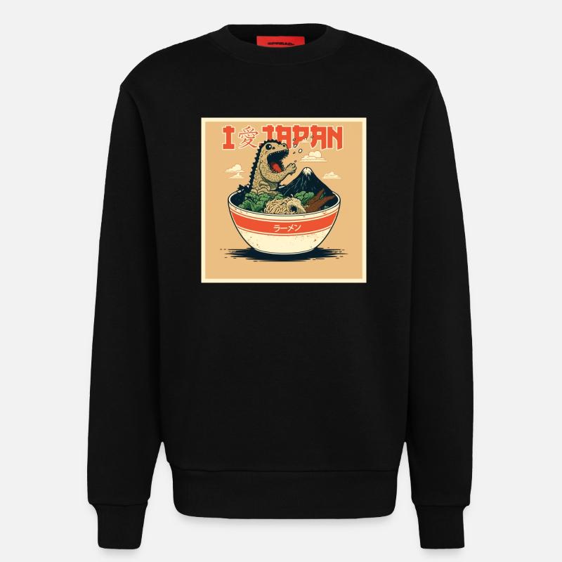 Ramen dino dans le style pop art - Sweat bio décontracté fabriqué en UE - SOLID BLACK