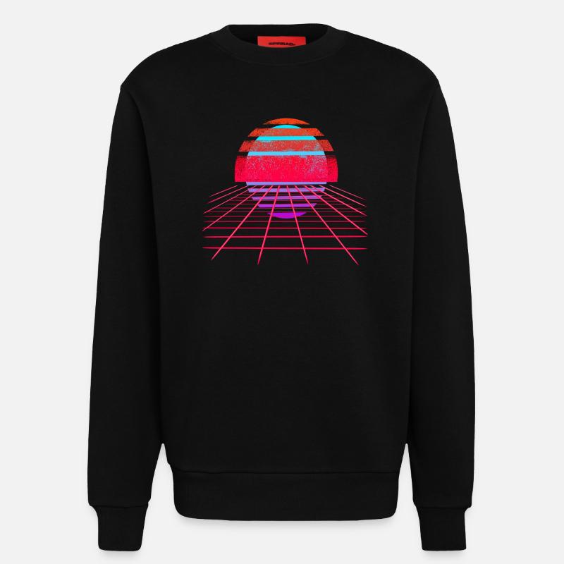 Retro Wave Sunset Vaporwave - Sweatshirt - made by SPREAD - SOLID BLACK