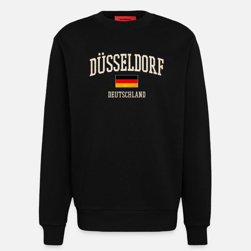Drapeau de Düsseldorf - Sweat bio décontracté fabriqué en UE - SOLID BLACK