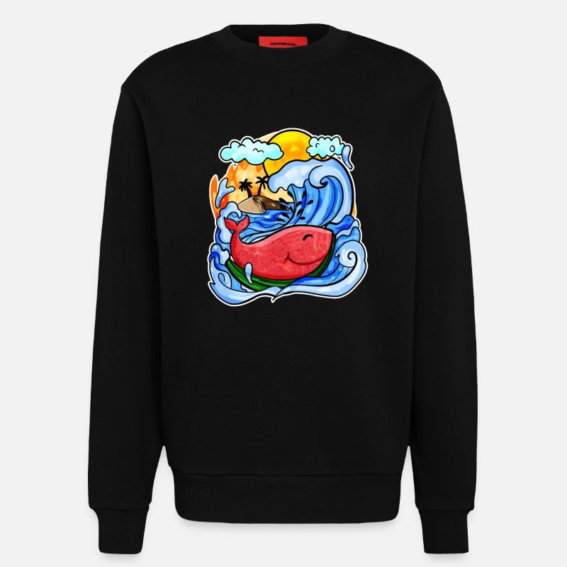 Baleine pastèque - Sweat bio décontracté fabriqué en UE - SOLID BLACK