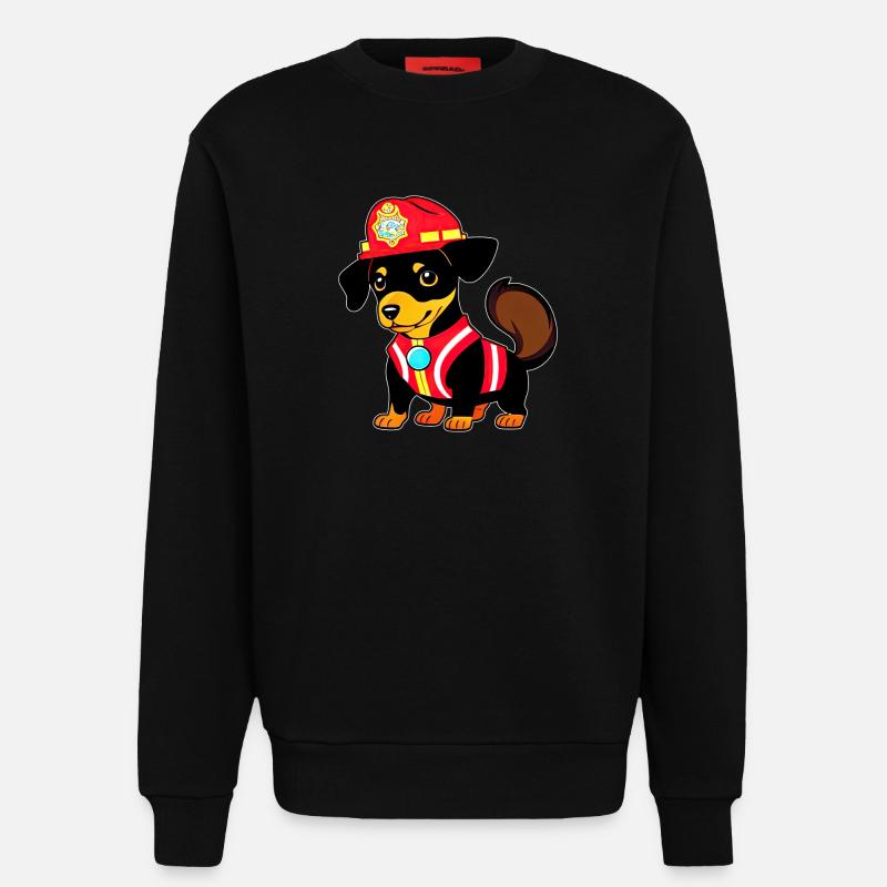 Dackel als Feuerwehrmann - Sweatshirt - made by SPREAD  - SOLID BLACK