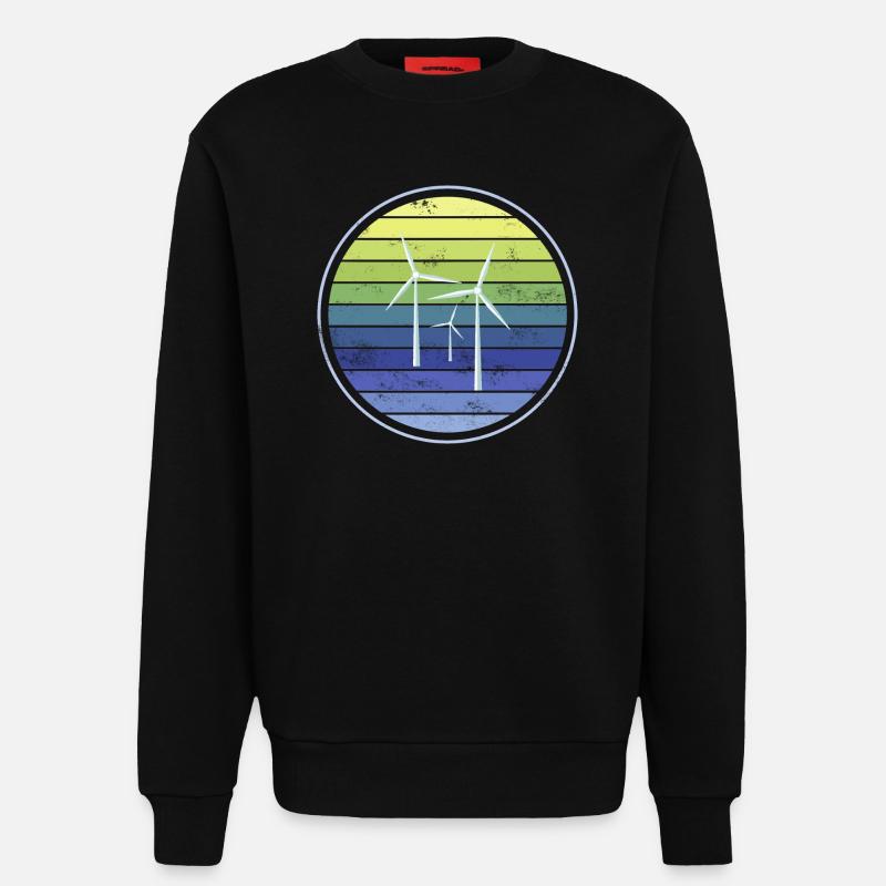 Durabilité de l’énergie éolienne - Sweat bio décontracté fabriqué en UE - SOLID BLACK