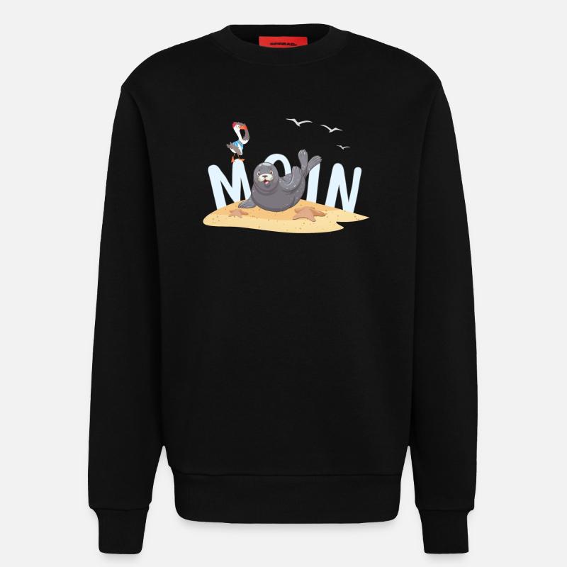 Moin Robbe Möwe Strand - Sweatshirt - made by SPREAD  - SOLID BLACK