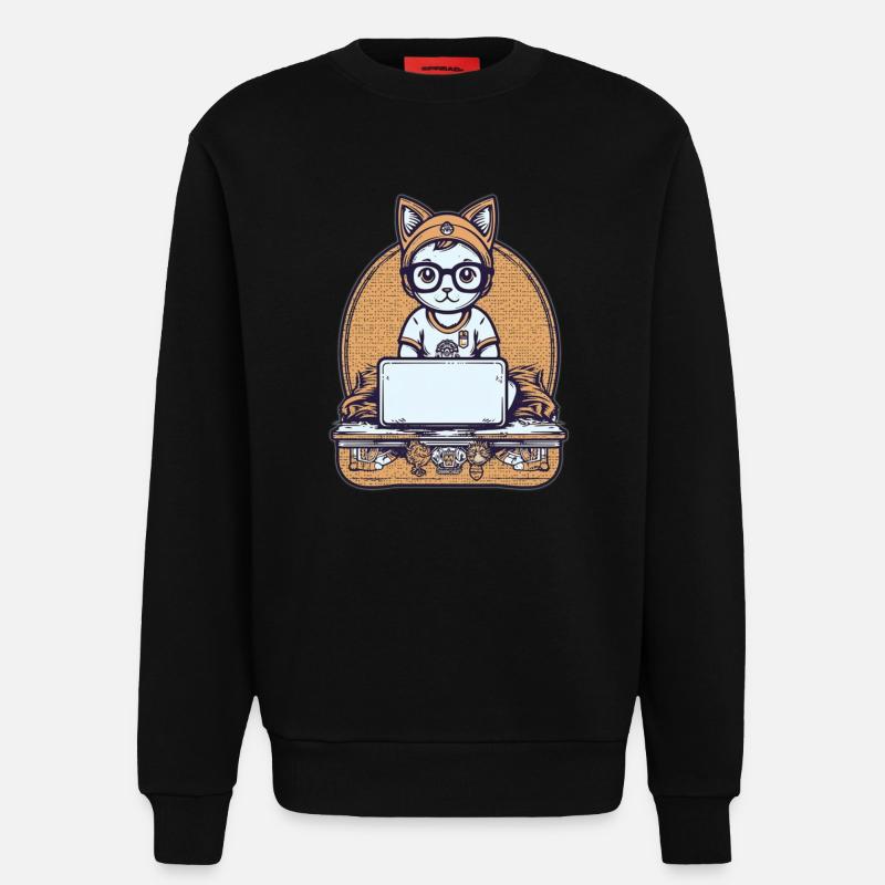 Chat technique au bureau - Sweat bio décontracté fabriqué en UE - SOLID BLACK