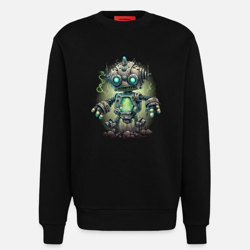 Neon Steampunk Roboter - Sweatshirt - made by SPREAD  - SOLID BLACK