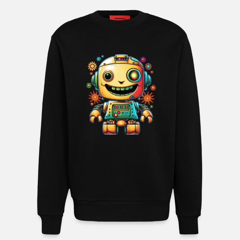 Neon Roboter Pop Getriebe - Sweatshirt - made by SPREAD - SOLID BLACK