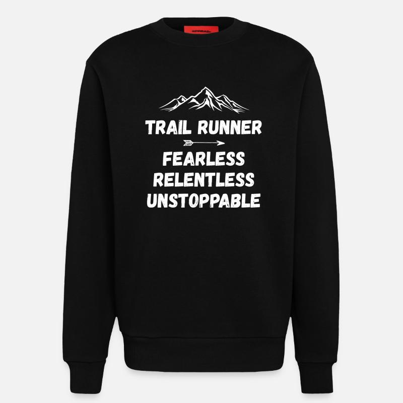 Trail Runner - Intrépide. Implacable. Imparable. - Sweat bio décontracté fabriqué en UE - SOLID BLACK