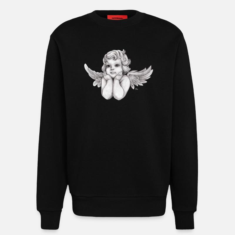 Kleine träumerische Engel-Putte - Sweatshirt - made by SPREAD  - SOLID BLACK