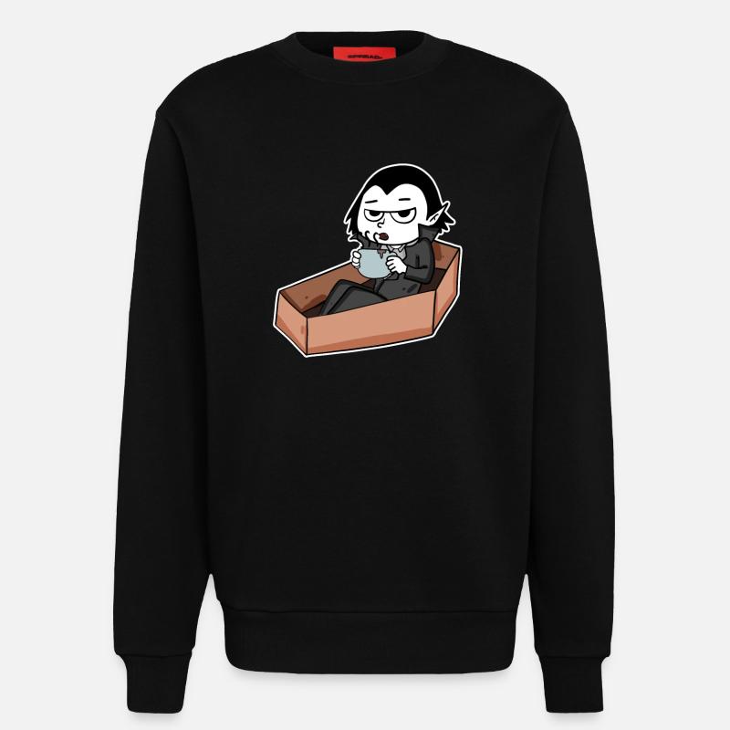 Vampire drinks coffee - Sweatshirt - made by SPREAD - SOLID BLACK