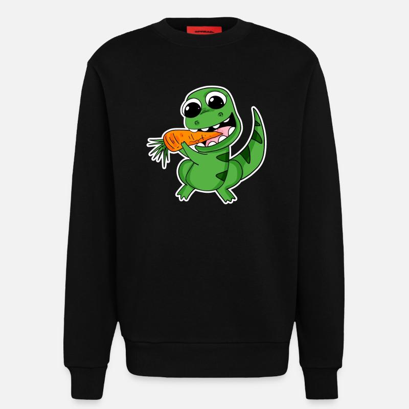 Dino eats carrot - Sweatshirt - made by SPREAD  - SOLID BLACK